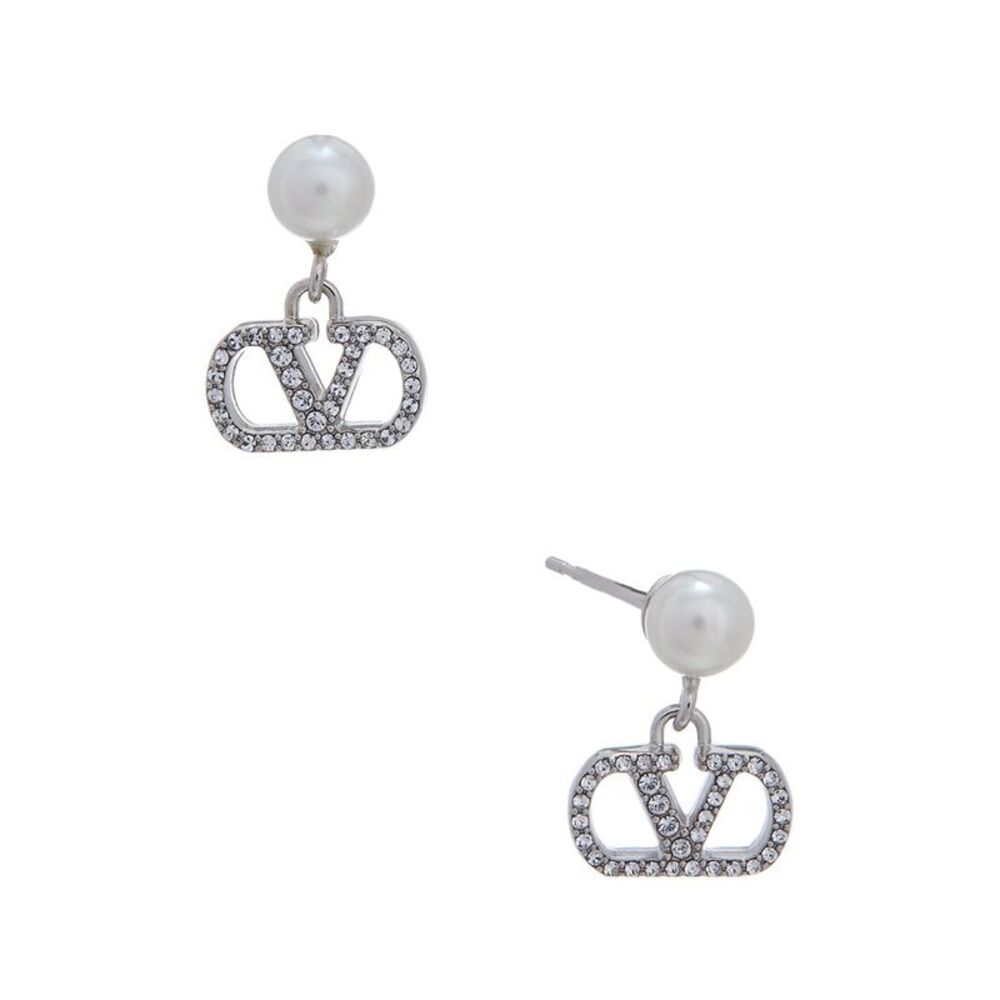 Valentino Vlogo Signature Earrings, Grey